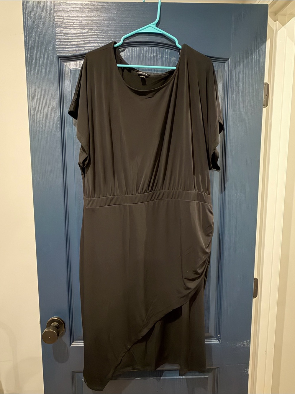 torrid Black Asymmetric Ruched Short Sleeve Dress